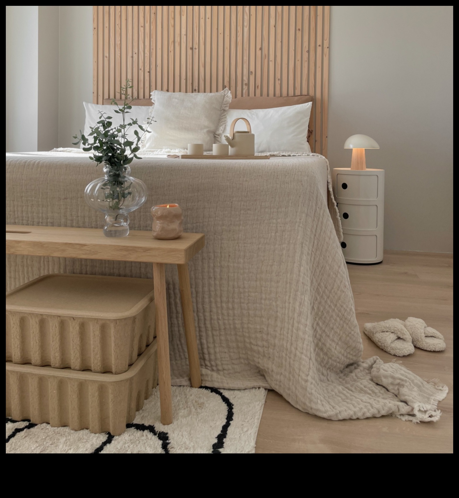 Skandināvu guļamistabas dekoru idejas mieram