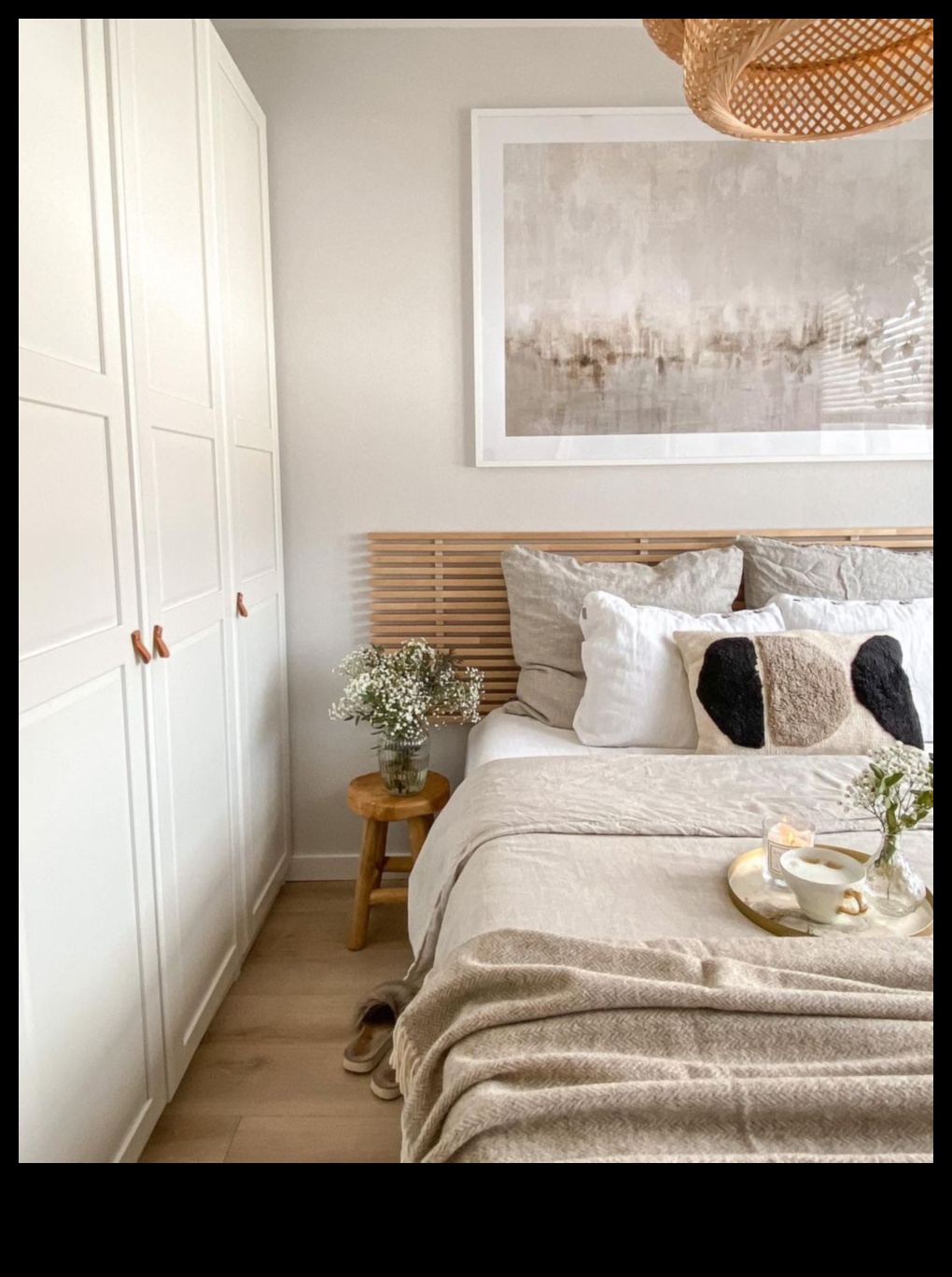 Skandināvu guļamistabas dekoru idejas mieram