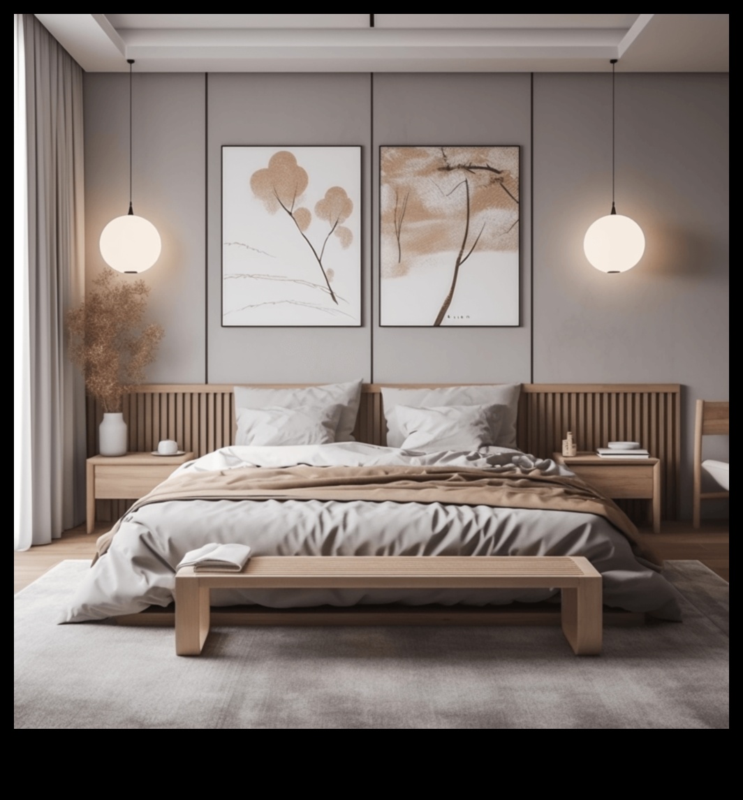 Skandināvu guļamistabas dekoru idejas mieram