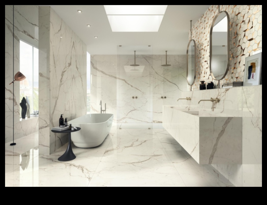 Kādi ir daži stilīgi veidi, kā izmantot marmoru mūsdienu vannas istabas dizainā?