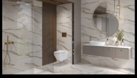 Kādi ir daži stilīgi veidi, kā izmantot marmoru mūsdienu vannas istabas dizainā?