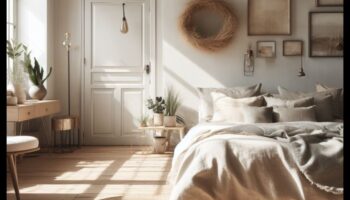 Skandināvu guļamistabas dekoru idejas mieram